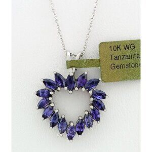 Tanzanite 4.16 Cts Heart Pendant 10k White Gold